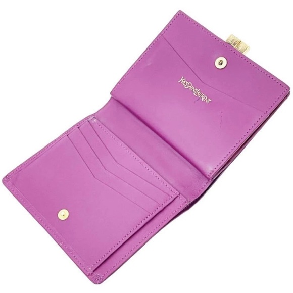 Yves Saint Laurent Purple Embossed Wallet - Picture 6 of 12